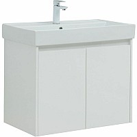 Тумба с раковиной Aquanet Nova Lite 75 302526 подвесная Белый глянец