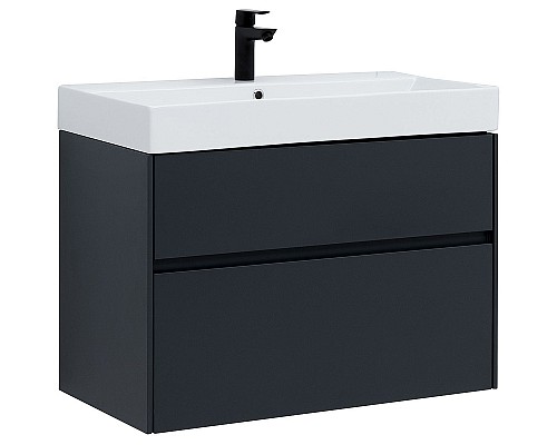 Тумба с раковиной Aquanet Бруклин 85 312889 подвесная Антрацит матовый