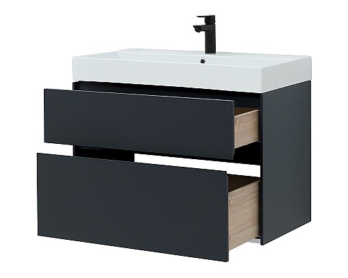 Тумба с раковиной Aquanet Бруклин 85 312889 подвесная Антрацит матовый