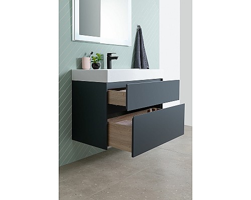 Тумба с раковиной Aquanet Бруклин 85 312889 подвесная Антрацит матовый