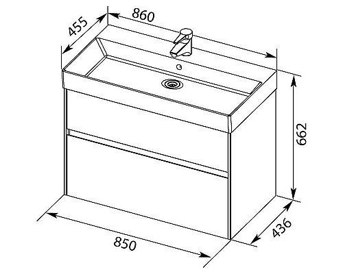 Тумба с раковиной Aquanet Бруклин 85 312889 подвесная Антрацит матовый