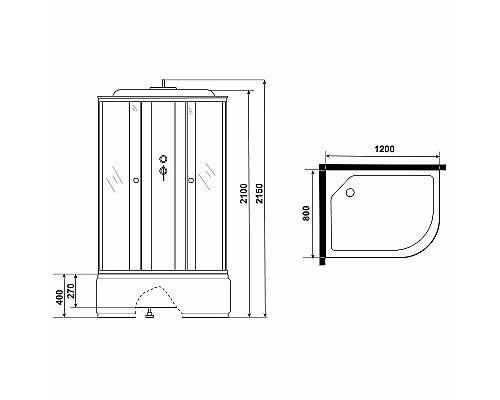 Душевая кабина Niagara Eco 120x80 L E120/80/40L/MT без гидромассажа