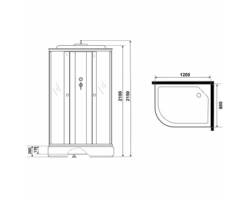 Душевая кабина Niagara Eco 120x80 R E120/80/26R/MT без гидромассажа