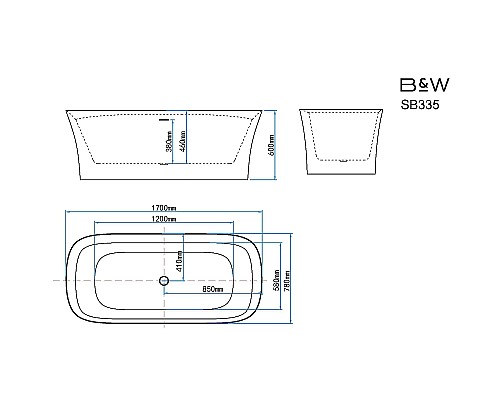 Акриловая ванна Black&White Swan SB335 170x78 335SB00 Белая матовая без гидромассажа
