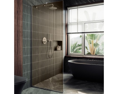 Душевая перегородка Maybah Glass MGD-702-5у 690x1950 в узком профиле Хром матовый стекло бронзовое
