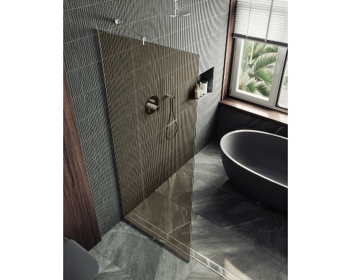 Душевая перегородка Maybah Glass MGD-702-5у 690x1950 в узком профиле Хром матовый стекло бронзовое