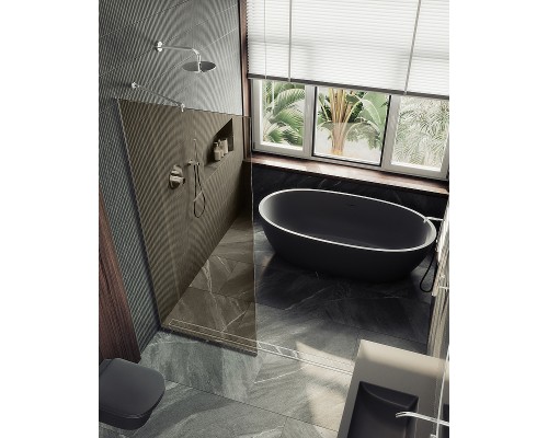 Душевая перегородка Maybah Glass MGD-702-5у 690x1950 в узком профиле Хром матовый стекло бронзовое