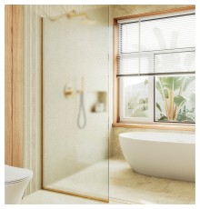 Душевая перегородка Maybah Glass 690x1950 в узком профиле Золото стекло сатиновое