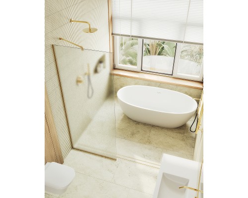 Душевая перегородка Maybah Glass MGD-706-3у 690x1950 в узком профиле Золото стекло сатиновое