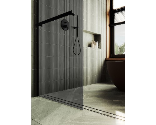 Душевая перегородка Maybah Glass MGD-723-6ш 690x1950 в широком профиле Черный стекло графитовое
