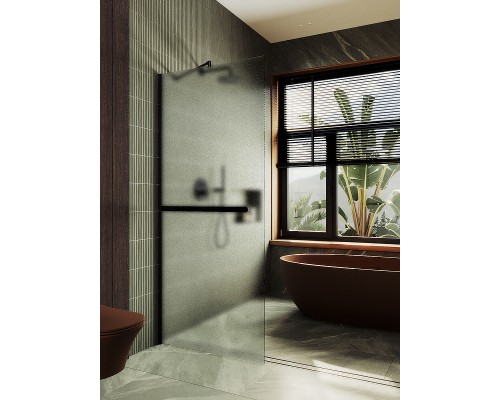 Душевая перегородка Maybah Glass MGD-725-6ш 690x1950 в широком профиле Черный стекло сатиновое