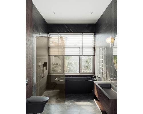 Душевая перегородка Maybah Glass 1090x1950 в широком профиле Хром матовый стекло бронзовое