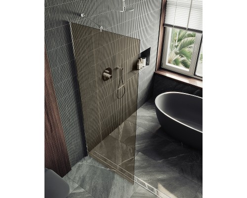 Душевая перегородка Maybah Glass 1090x1950 в широком профиле Хром матовый стекло бронзовое