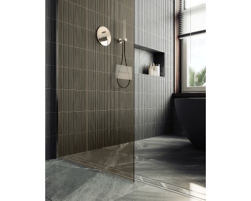 Душевая перегородка Maybah Glass 1090x1950 в широком профиле Хром матовый стекло бронзовое