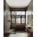Душевая перегородка Maybah Glass 1090x1950 в узком профиле Черный стекло бронзовое матовое