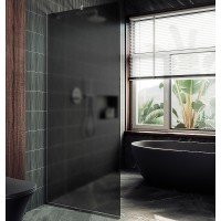 Душевая перегородка Maybah Glass 1090x1950 в узком профиле Хром матовый стекло графитовое матовое