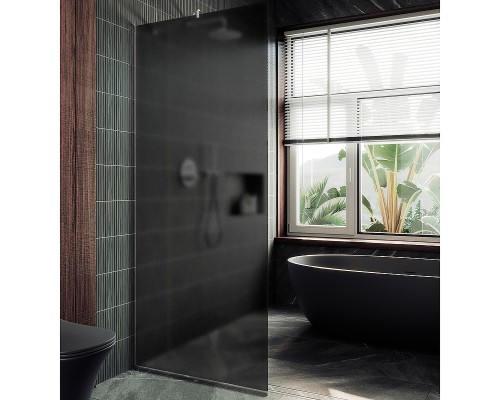 Душевая перегородка Maybah Glass 1090x1950 в узком профиле Хром матовый стекло графитовое матовое