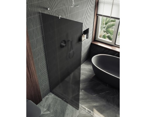 Душевая перегородка Maybah Glass 1090x1950 в узком профиле Хром матовый стекло графитовое матовое