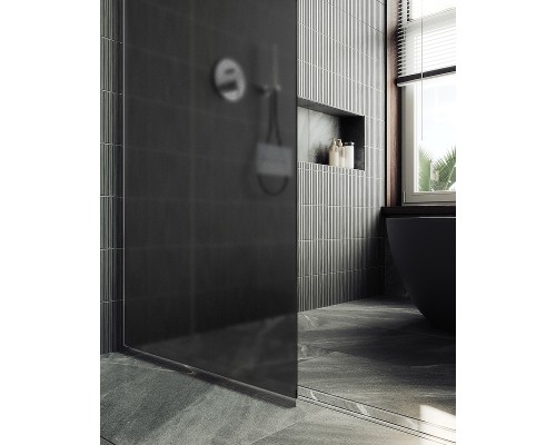 Душевая перегородка Maybah Glass 1090x1950 в узком профиле Хром матовый стекло графитовое матовое