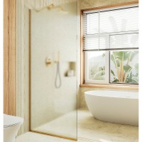 Душевая перегородка Maybah Glass 1090x1950 в узком профиле Золото стекло сатиновое