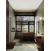 Душевая перегородка Maybah Glass 1090x1950 в узком профиле Черный стекло бронзовое матовое