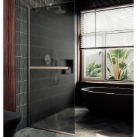 Душевая перегородка Maybah Glass 1090x1950 в узком профиле Хром матовый стекло графитовое матовое