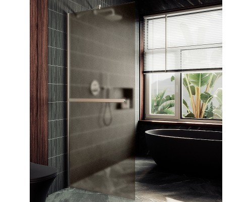 Душевая перегородка Maybah Glass 1090x1950 в широком профиле Хром матовый стекло бронзовое матовое
