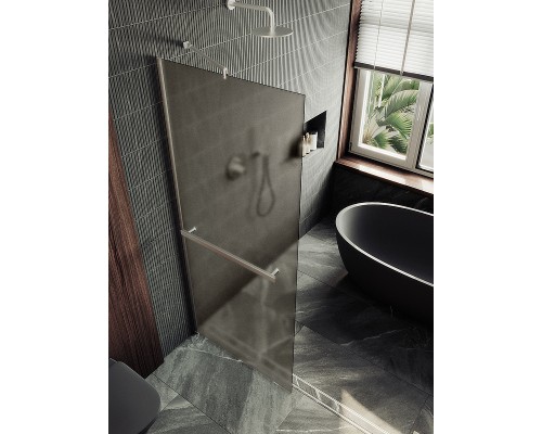 Душевая перегородка Maybah Glass 1090x1950 в широком профиле Хром матовый стекло бронзовое матовое