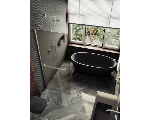 Душевая перегородка Maybah Glass 1090x1950 в широком профиле Хром матовый стекло бронзовое матовое