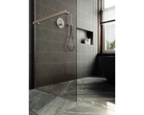 Душевая перегородка Maybah Glass 1090x1950 в широком профиле Хром матовый стекло бронзовое матовое