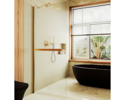 Душевая перегородка Maybah Glass 1090x1950 в широком профиле Золото стекло сатиновое