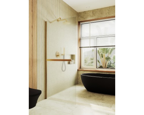 Душевая перегородка Maybah Glass 1090x1950 в широком профиле Золото стекло сатиновое