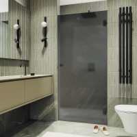 Душевая дверь Maybah Glass MGD-524-6 805x1950 на петлях Черный стекло графитовое матовое