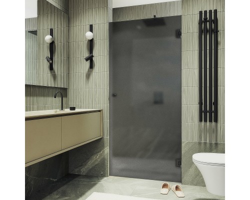 Душевая дверь Maybah Glass MGD-524-6 805x1950 на петлях Черный стекло графитовое матовое
