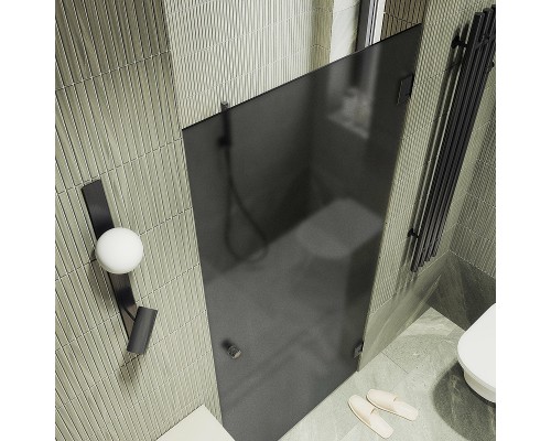 Душевая дверь Maybah Glass MGD-524-6 805x1950 на петлях Черный стекло графитовое матовое