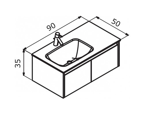 Тумба с раковиной Orka Lisbon 90 5001430 подвесная Серая матовая