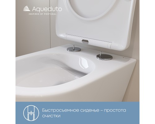 Комплект унитаза с инсталляцией Aqueduto Ovo AQDS025 с сиденьем Микролифт и Белой глянцевой клавишей смыва