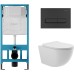 Комплект унитаза с инсталляцией Aqueduto Ovo AQDS026 с сиденьем Микролифт и Черной матовой клавишей смыва