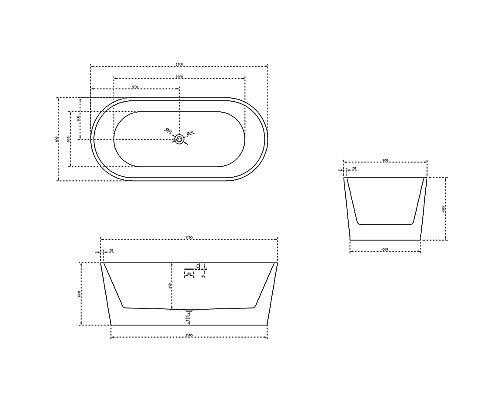 Акриловая ванна Abber 170х80 AB9209MW без гидромассажа