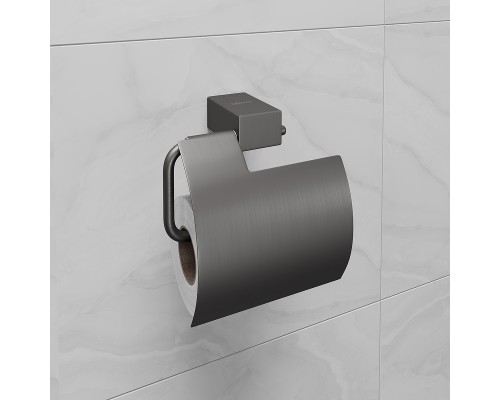 Держатель туалетной бумаги Lemark Smooth Line 9726012 с крышкой Графит