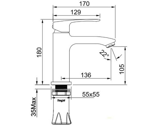 Смеситель для раковины Raglo R01.10.03 Золото матовое