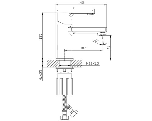 Смеситель для раковины Splenka S06.10.06 Черный матовый