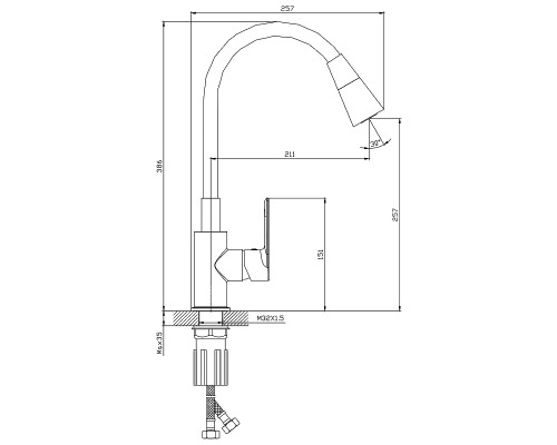 Смеситель для кухни Splenka S05.43.09 Графит матовый