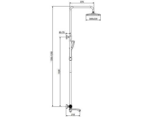 Душевая система Raglo R01.26.06 с термостатом Черная матовая
