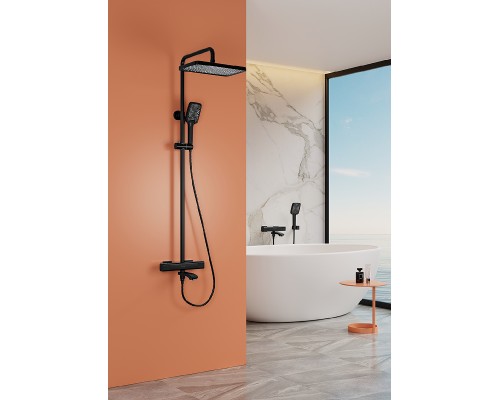 Душевая система Raglo R01.26.06 с термостатом Черная матовая