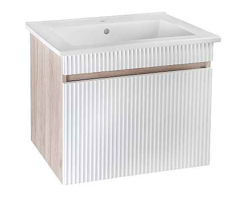 Тумба под раковину Runo Модена 65 00-00001425 подвесная Крафтовый дуб Белая