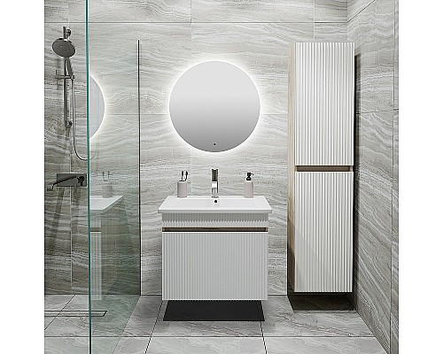 Тумба под раковину Runo Модена 65 00-00001425 подвесная Крафтовый дуб Белая