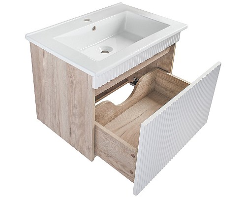 Тумба под раковину Runo Модена 75 00-00001427 подвесная Крафтовый дуб Белая
