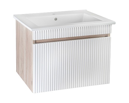 Тумба под раковину Runo Модена 75 00-00001427 подвесная Крафтовый дуб Белая