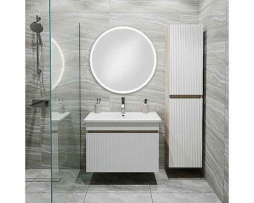 Тумба под раковину Runo Модена 75 00-00001427 подвесная Крафтовый дуб Белая